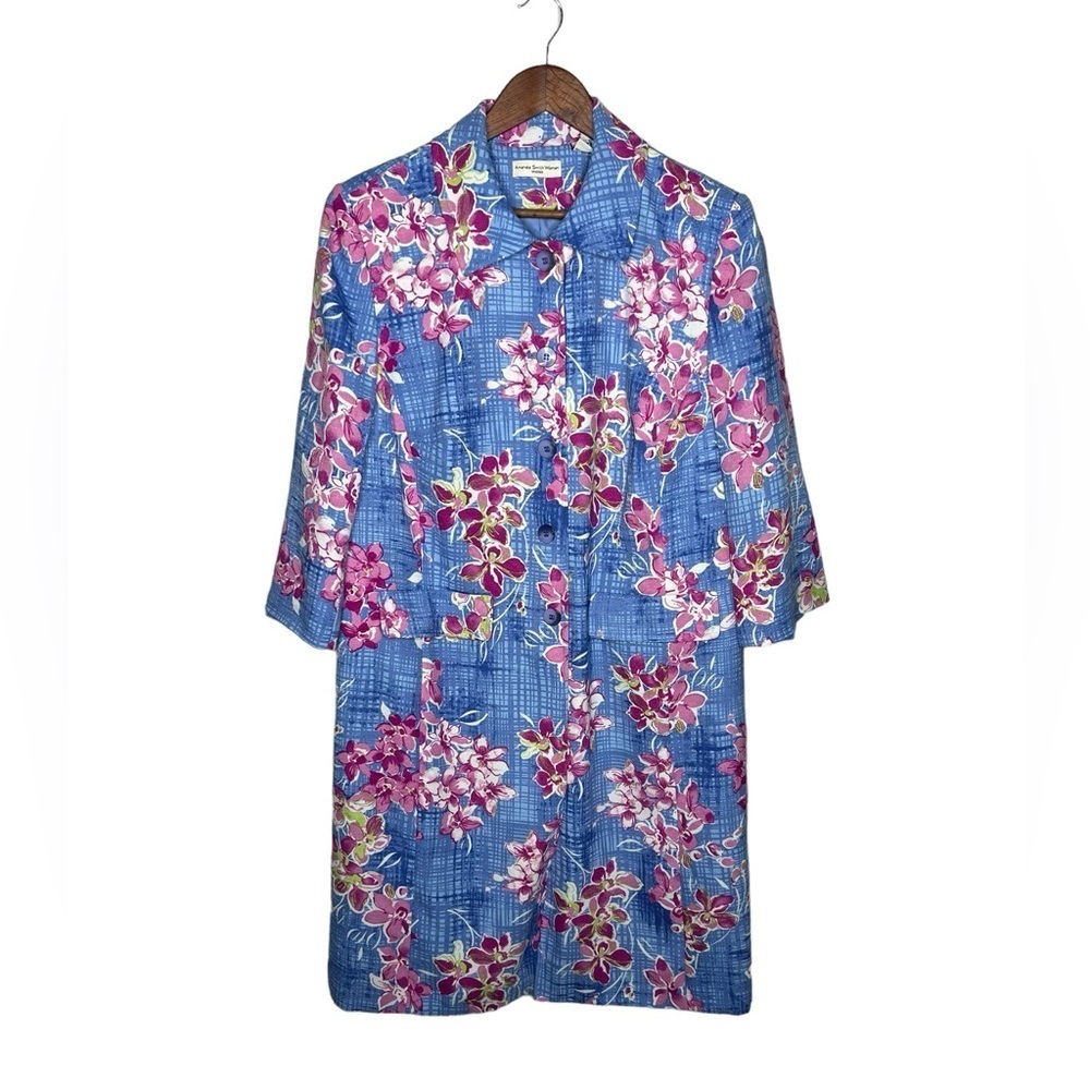 Amanda Smith Women’s 3/4 Floral Button Up Coat Dress